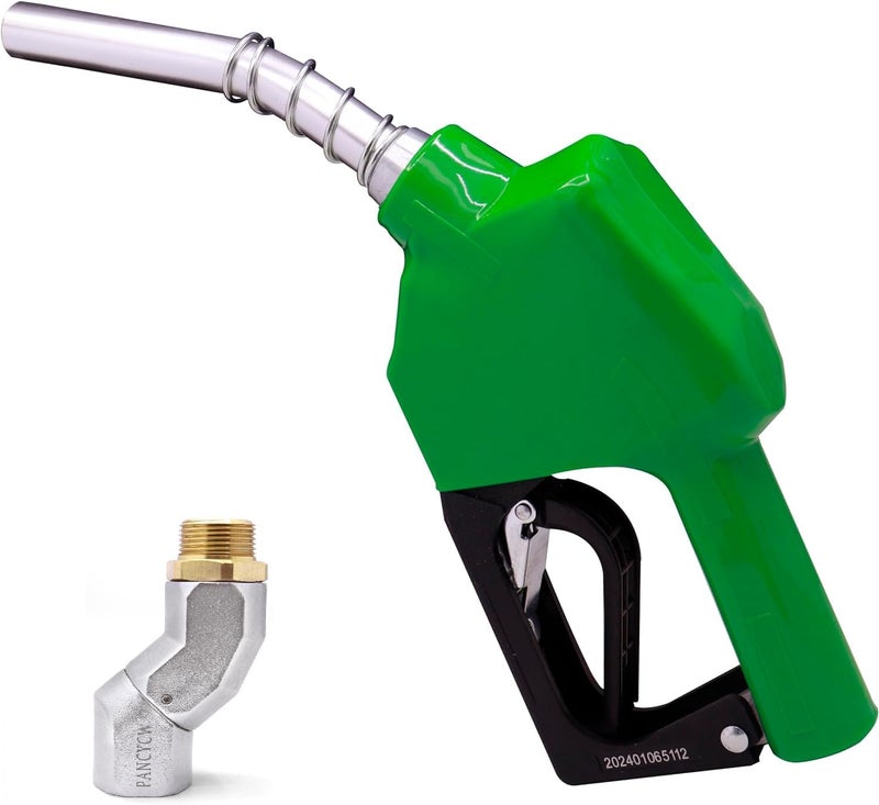 PANCYCW 3/4"Inch NPT Auto Shut Off Green Fuel Nozzle Kit with 360° Hose Swivel Fuel Transfer Pump Nozzle Fitting Connecter 13/16"Spout 16 GPM Flow Rate Mess-Free Refueling for Gasoline Diesel Kerosene - Image 1